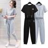 Conjunto deportivo de manga corta para mujer, camiseta holgada corta y pantalones cortos, conjunto de dos piezas para comercio exterior, novedad de verano de 2025