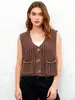 Nuevo Chal de Punto Grueso de Cuello Redondo de un Solo Botón para Mujer, Color Café Casual Holgado, Cardigan, Otoño/Invierno 2026