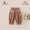 Pantalones para niñas, nuevos estilos de verano, ropa para bebés y niños pequeños, pantalones a cuadros hasta el tobillo, pantalones largos, pantalones versátiles de tres cuartos de grado A para bebé niña