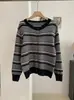 Cardigan de Tricô Listrado Color Block com Gola Redonda e Manga Longa KEKEZOON para Mulheres, Casaco Suéter Estilo Coreano de Caimento Solto 8806