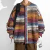 Cardigan Suéter Tie-Dye Color-Blocking Estilo Japonês Outono 2025 Novo Botão Tricô Casual Retro Jaqueta