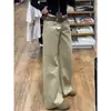Jeans Caqui Retro Americano Petite para Mujer, Nuevo Estilo Primavera, Ligeramente Acampanados, Tiro Bajo, Pantalones Largos Casuales Sueltos