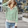 2023 Exportação Novo Produto Amazon Venda Quente Estilo Europeu e Americano Tricot Feminino Transfronteiriço Casual Lapela Listrado