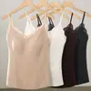 Camisola Chaleco de Modal Otoño e Invierno Nuevo con Encaje, Cepillado, Cálido, Flockado para Mujer con Almohadillas para Sujetador Incorporadas, Capa Interior, Capa Base, Top