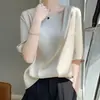 Diseño de Camiseta de Manga Corta para Mujer Satén No de Seda Top de Manga Corta Camiseta de Manga Corta de Seda de Gama Alta para Mujer Camiseta para Mujer