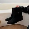 Botines Birkenstock estilo francés para mujer que aumentan la altura, nueva colección de otoño 2026, botas de caña media con suela gruesa, populares botas Martin
