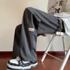 Nuevos pantalones casuales para hombre 2026, pantalones rectos de moda para otoño e invierno, pantalones deportivos de corte holgado, pantalones de pierna ancha de punto gofrado a la moda