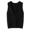 Nuevo Estilo Otoño e Invierno 2026 Estilo Holgado y Perezoso Cuello en V Color Sólido Sin Mangas Chaleco Tejido Retorcido de Cachemira Retro para Mujer