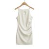 AY692-25 primavera novo francês plissado temperamento oco colete vestido cintura quadril saia vestido