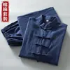 Nuevo traje de verano para hombre estilo chino de algodón y lino tendencia de moda para hombre temperamento hebilla estilo chino nuevo [¡en stock!]
