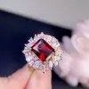 Anillo de Granate Rojo Natural Exquisitamente Incrustado con Plata 925 Piedra Principal Completamente Impecable Aprox. 8*10mm