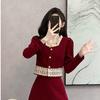 Venta al por mayor transfronteriza 2025 Primavera temprana Estilo nuevo Estilo pequeño y fragante Conjunto de dos piezas Ropa de mujer Otoño e Invierno Pana