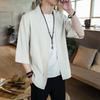 Estilo chinês primavera e outono solto tamanho grande Cardigan antigo Hanfu camisa de linho para homens jovens Jushi Solid Color Cotton e linho camisa