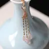 Horquilla Hanfu con Borla Colgante Semiacabado, Calidad que Conserva el Color Borla de Mariposa Romboidal, Una Borla de Nube Borgoña