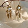 Pendientes Largos con Borlas Tejidas de Plumas Estilo Étnico Retro para Mujer, Pendientes Bohemios de Cuentas de Semillas Huecas de Gama Alta