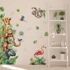 Pegatina de pared con diseño de jirafa y elefante de dibujos animados para habitación infantil, dormitorio, puerta, papel pintado decorativo para guardería, autoadhesiva