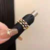 Brilho Diamante Perolado~Anel de Três Camadas de Zircônia Pérola de Luxo Leve Banhado a Ouro 18K Real Anel de Dedo Moderno Joia de Mão Versátil de Alta Qualidade
