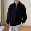 Nueva camiseta tipo polo de media cremallera transfronteriza para hombre, suéter informal retro americano holgado con un diseño elegante y un cuello camisero