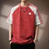 Camiseta de Seda de Gelo de Alta Qualidade com Novo Tecido Musseline 3D Bolhas Manga Curta para Homens 2026 Outono Gola Redonda Secagem Rápida Manga Meia