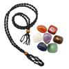 Colar de Cristal Europeu e Americano com Bolso de Rede Tecido Pedra Natural Pingente de Cristal Corda Ajustável Vintage Artesanal Colar de Bolso de Rede