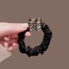 Anillo para el Cabello con Flor de Pedrería Estilo Coreano Moda Combinable Camelia Bolas Lazo para la Cabeza Cola de Caballo Cuerda para el Cabello Goma Tendón Adorno para la Cabeza