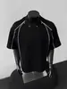 Camiseta de Manga Corta para Hombre Tendencia Verano Retro Americano Diseño de Estampado a Rayas Top Atractivo
