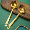 Nuevo Set de Utensilios de Cocina de Acero Inoxidable, Mini Utensilios de Cocina de 6 Piezas, Espátula China, Cucharón Pequeño para Sopa, Espátula para Pasteles, Olla Pequeña Dorada