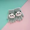 Luvas de Lã Tricotadas Quentes de Caxemira Infantis de Desenho Animado Panda Fofo para Inverno, Luvas de Cinco Dedos à Prova de Frio para Meninos e Meninas