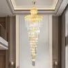 Lustre de Cristal de Luxo Leve, Hall de Hotel de Alto Padrão, Villa Duplex, Escada Espiral ao Ar Livre, Lustre de Cristal Atmosférico