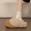 Zapatos sin cordones 2026, forrados de felpa, cálidos y cómodos, zapatos de algodón lindos y peculiares, zapatos peludos estilo retro Birkenstock, colección de invierno para mujer