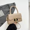 Bolsa Pequena da Moda com Fecho de Trava 2025 Nova Textura de Nicho Bolsa de Ombro Simples Bolsa Transversal Casual e Moderna