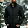 2026 Invierno Transfronterizo Amazon Chaqueta de Algodón con Cuello Alto 3D Abrigo para Hombre Moda Casual Versátil Corto Color Sólido Cárdigan