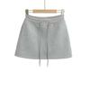 Falda casual deportiva retro de color sólido, cintura alta con cordón, acordonada, línea A, para exteriores, tenis, anti-caminar, tipo vaina