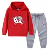 Ropa para niños de nueva temporada de primavera y otoño, suéter con capucha y pantalón de dos piezas, traje de algodón de manga larga para bebé