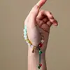 Pulsera Colorida de Lujo Ligero con Colgante de Loto Chino y Ruyi, Joyería de Pulsera de Amistad Retro a la Moda Estilo Chino
