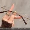 Armazones de Gafas Cat-Eye Vintage Artísticos de Gama Alta Color Carey con Borde Dorado para Mujer, Estilo Coreano, Adelgazantes, Aspecto Natural, Armazones Bloqueadores de Luz Azul