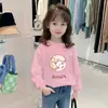 Camiseta de Manga Larga de Algodón Puro para Niños para Primavera y Otoño, Top Holgado Lindo para Niñas, Camiseta Básica Versátil para Niños Mayores en Primavera y Otoño