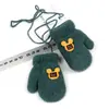 Luvas de Inverno para Crianças Novo Conjunto de Bolsa com Dedos de Tricô Espessado com Lã e Cordão de Desenho Animado Luvas Quentes de Lã para Bebê