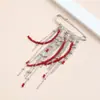 Joyería Transfronteriza Europea y Americana, Broche de Borla de Cuentas Rojas Retro, Broche de Múltiples Cadenas Metálicas de Diseño de Nicho, Accesorios para Ropa