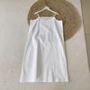Em estoque Vestido Branco de Verão Solto Base Média Alça Interna Vestido Vise