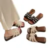 Sandalias de cuña de perlas para mujer, verano 2026, estilo hada francesa, slip-ons, suela gruesa y antideslizantes