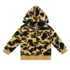 Moletom com zíper e capuz infantil para primavera e outono, camuflado, design de tubarão de desenho animado, cardigã casual para meninos e meninas