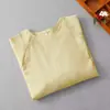 193.15kg Colores Tallas Grandes Mujer Estilo Europeo Cuello Redondo Mangas Murciélago Algodón Lino Camiseta Nuevo Estilo Holgado Adelgazante Manga Tres Cuartos Top