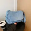 Bolso Bandolera de Mezclilla Retro con Solapa Estilo Coreano para Mujer Bolso Pequeño de Lona Simple Bolso Mensajero Casual para Viajes y Salidas