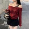 Suéter de renda pura falso de duas peças feminino exclusivo lindo outono e inverno nova base suéter de malha ombro a ombro