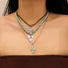 Joias Transfronteiriças Europeias e Americanas Retro Imitação de Turquesa Cabeça de Touro Corrente para Clavícula Conjunto de Colar com Contas Estilo Étnico Colar de Cacto