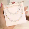Collar de Perlas de Cristal Coloridas Frescas de Verano Hecho a Mano con Cuentas para Mujer, Cadena de Clavícula en Capas de Lujo Ligero de Nicho