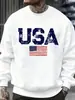 Tamanho Europeu Transfronteiriço Estampa Retrô Americana Pulôver Masculino High Street Moda Moletom de Lã para Outono