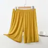 Calça de pijama de modal para mulheres, caimento solto de verão, plus size, calça de casa de verão, shorts de segurança simples de cor sólida