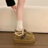 Zapatos Birkenstock con Felpa para Mujer Invierno 2026 Estilo Nuevo Suela Gruesa Zapatos de Algodón Cálidos Exteriores Antideslizantes Mocasines Casuales Versátiles